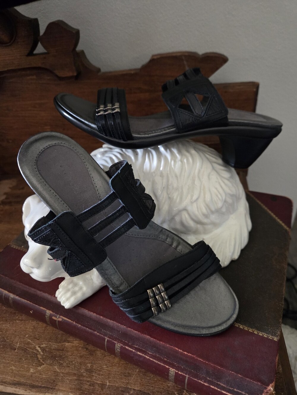 Women’s Black Slide Heels with Decorative Straps By NAOT 41/10